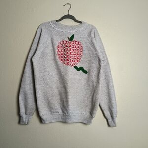 Hanes Gray Sweatshirt with Red Apple Design